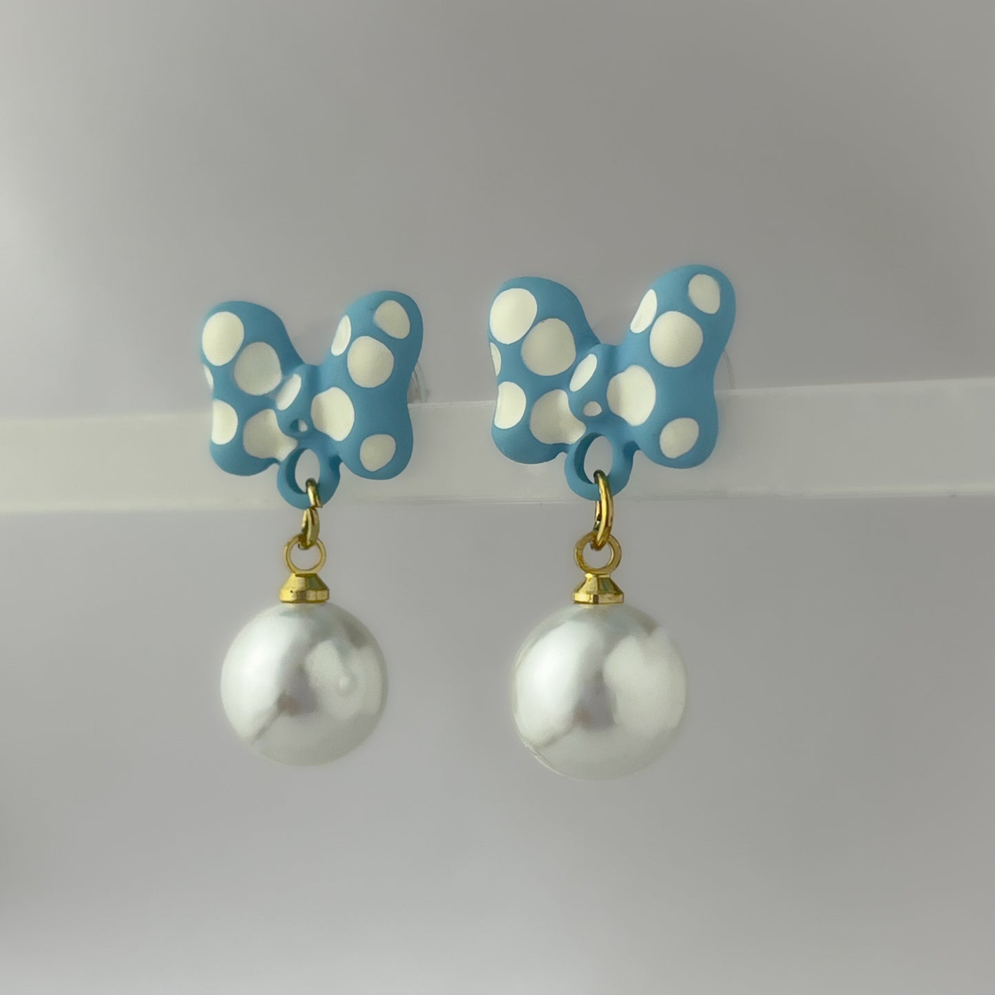 Korean Mini Bow Pearl Drop Earrings