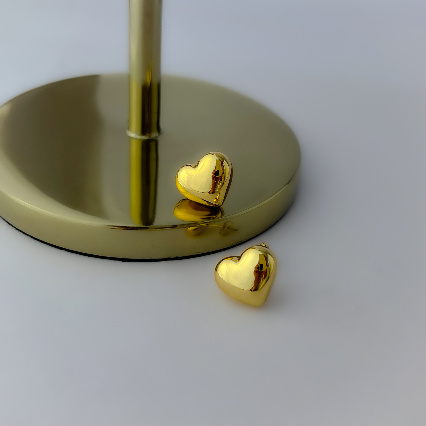 18K Gold Plated Heart Stud Earrings