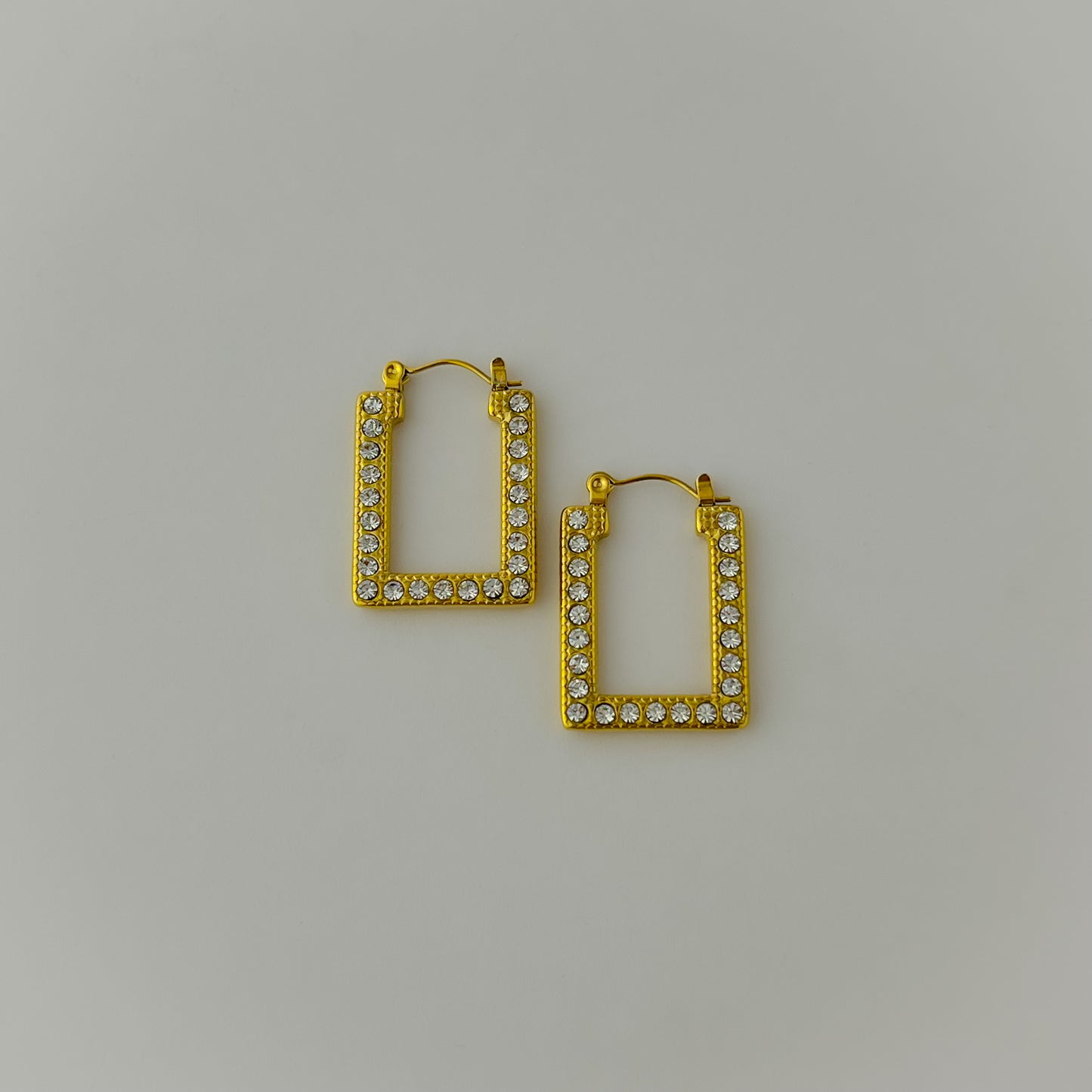 18K Gold Plated AD Stone Hoops