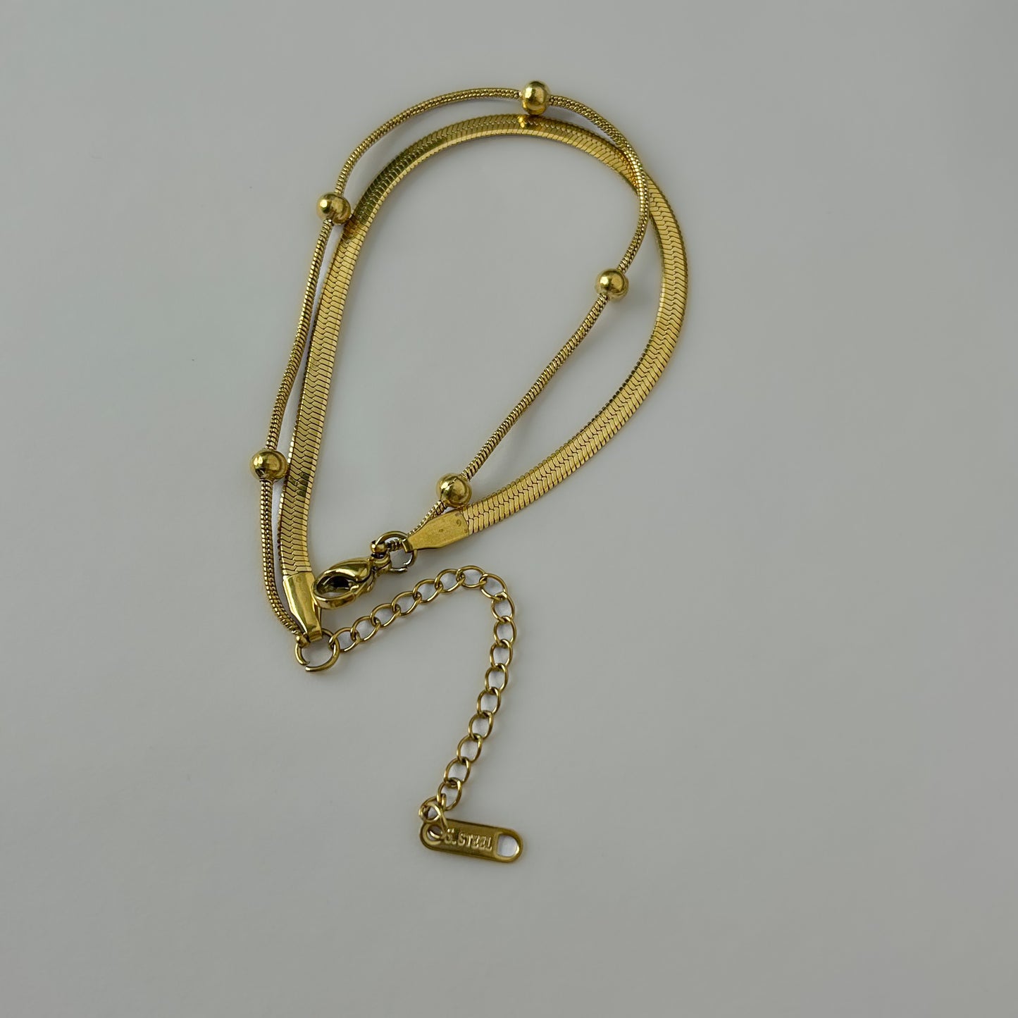 18K Gold Plated Beaded Double Chain Bracelet