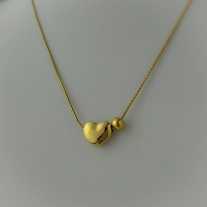 18K Gold Plated Gold Pearl Heart Necklace