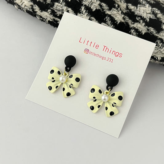 Korean Polka Bow Earrings