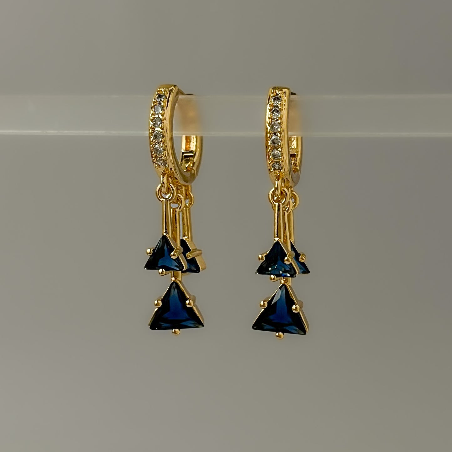 Stainless Steel Blue Crystal Drop Hug Earrings