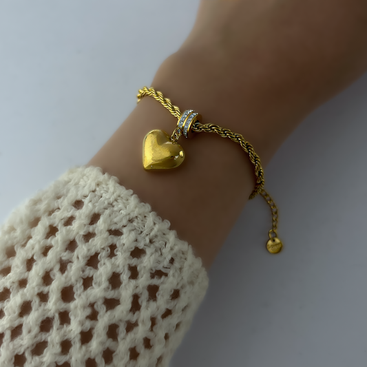 18K Gold Plated AD Stone Heart Bracelets