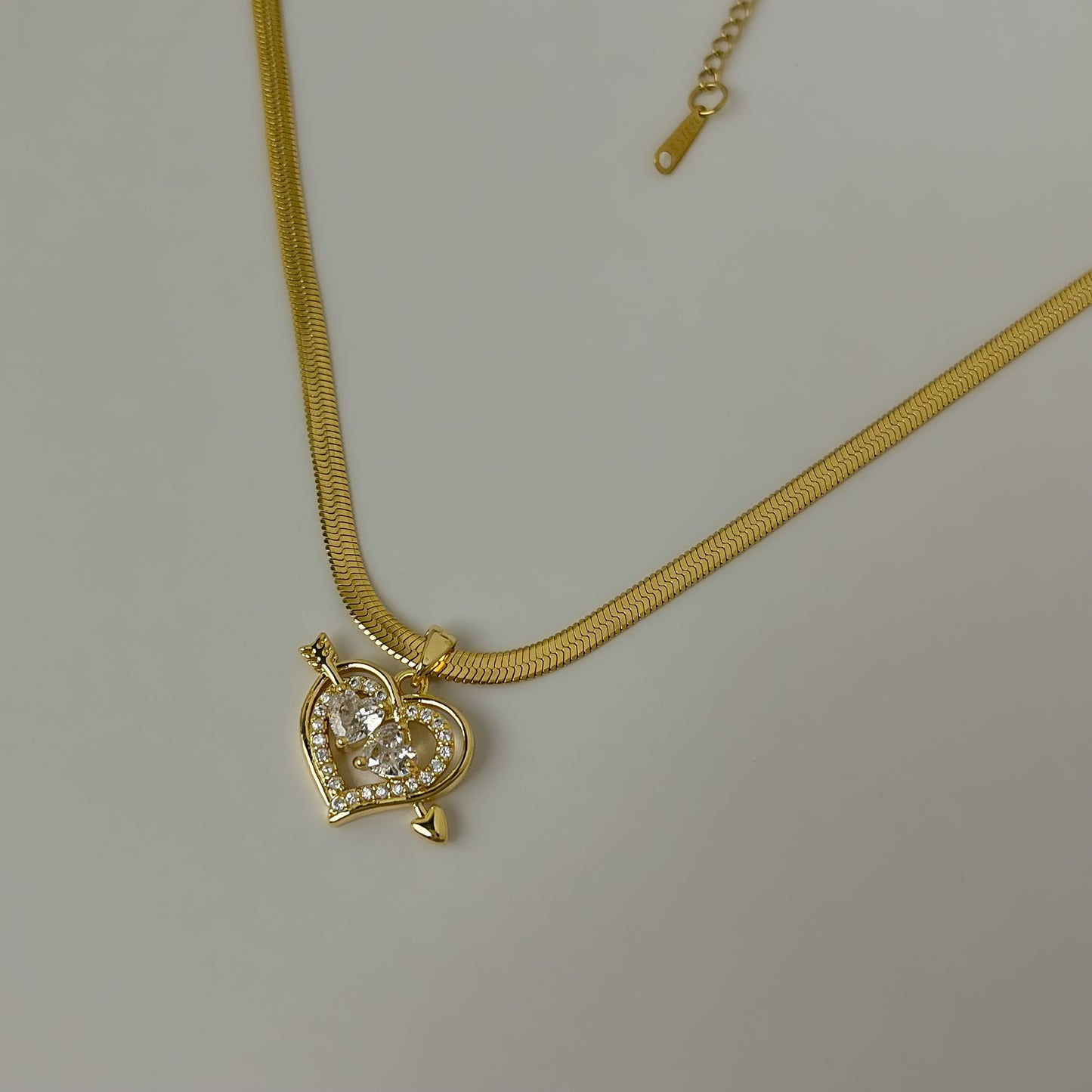 18K Gold Plated AD Stone Cupid Heart Necklace