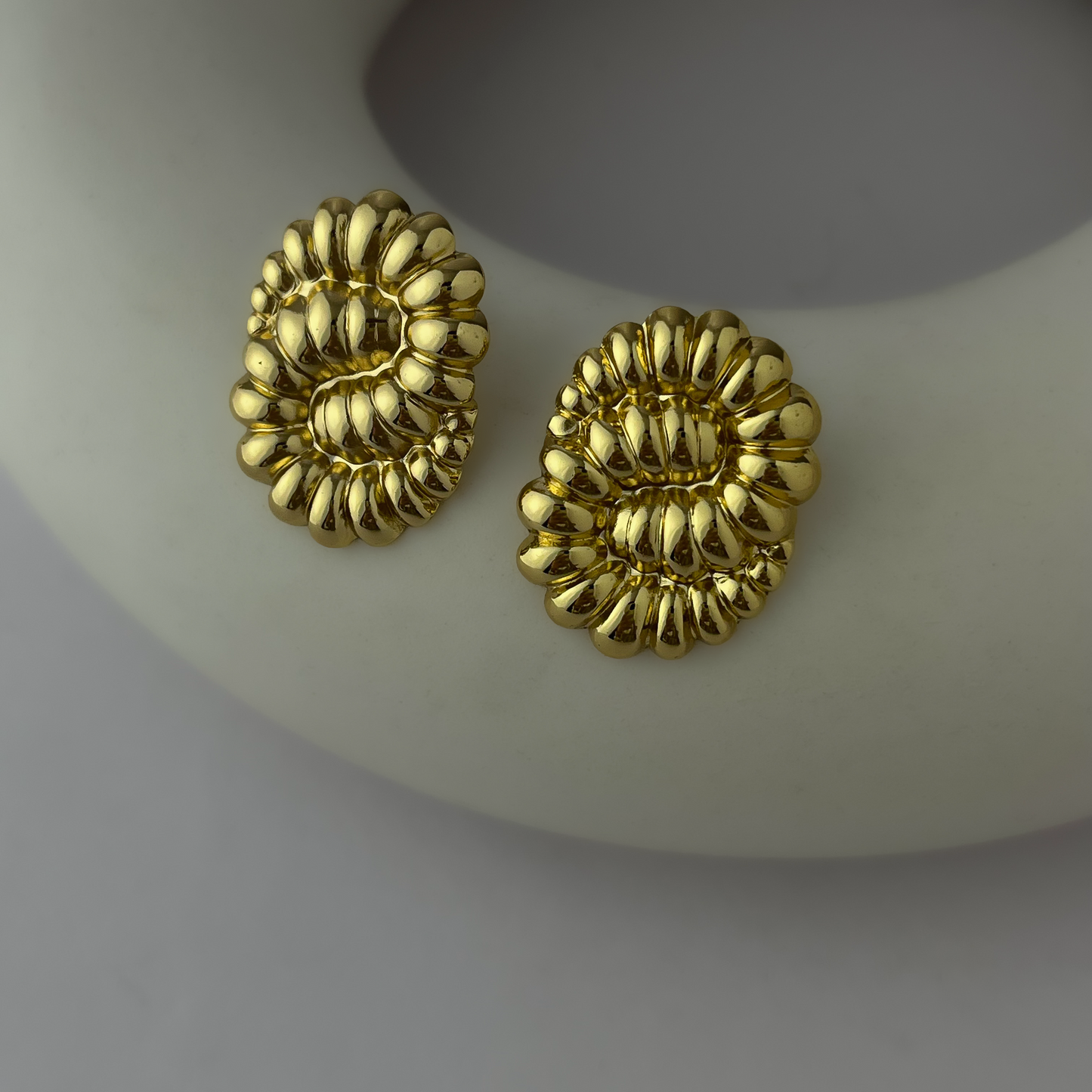 18K Gold Plated Fossil Design Statement Earrings