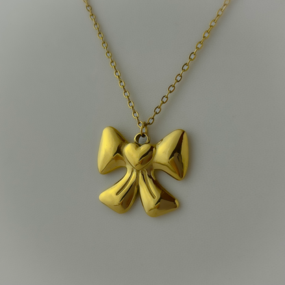 18K Gold Plated Chunky Bow Necklace