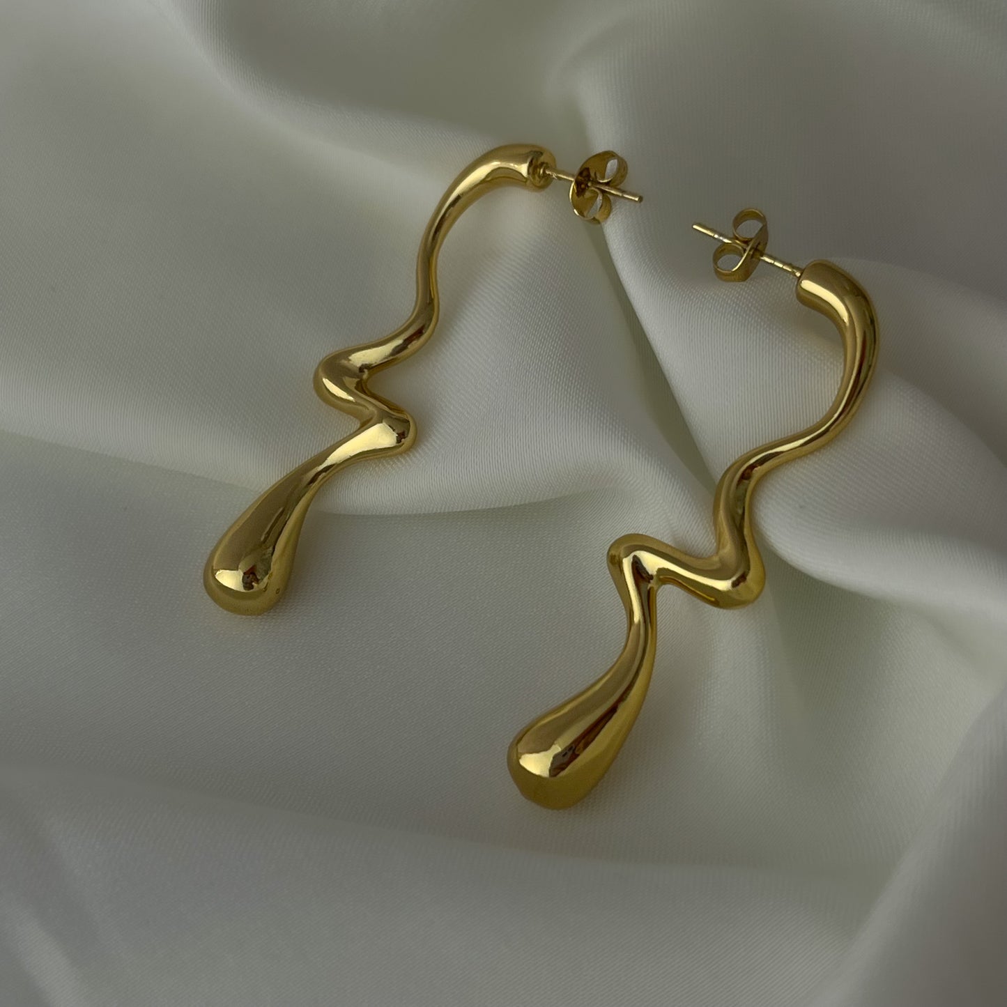 18K Gold Plated River-Bend Statement Earrings