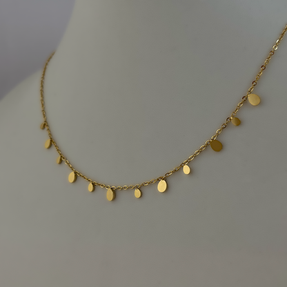 18K Gold Plated Oval Charms Necklace