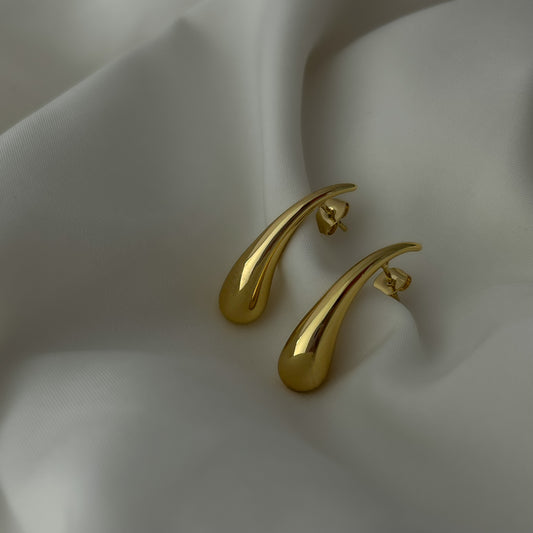 18K Gold Plated Sleek Water Drop Earrings