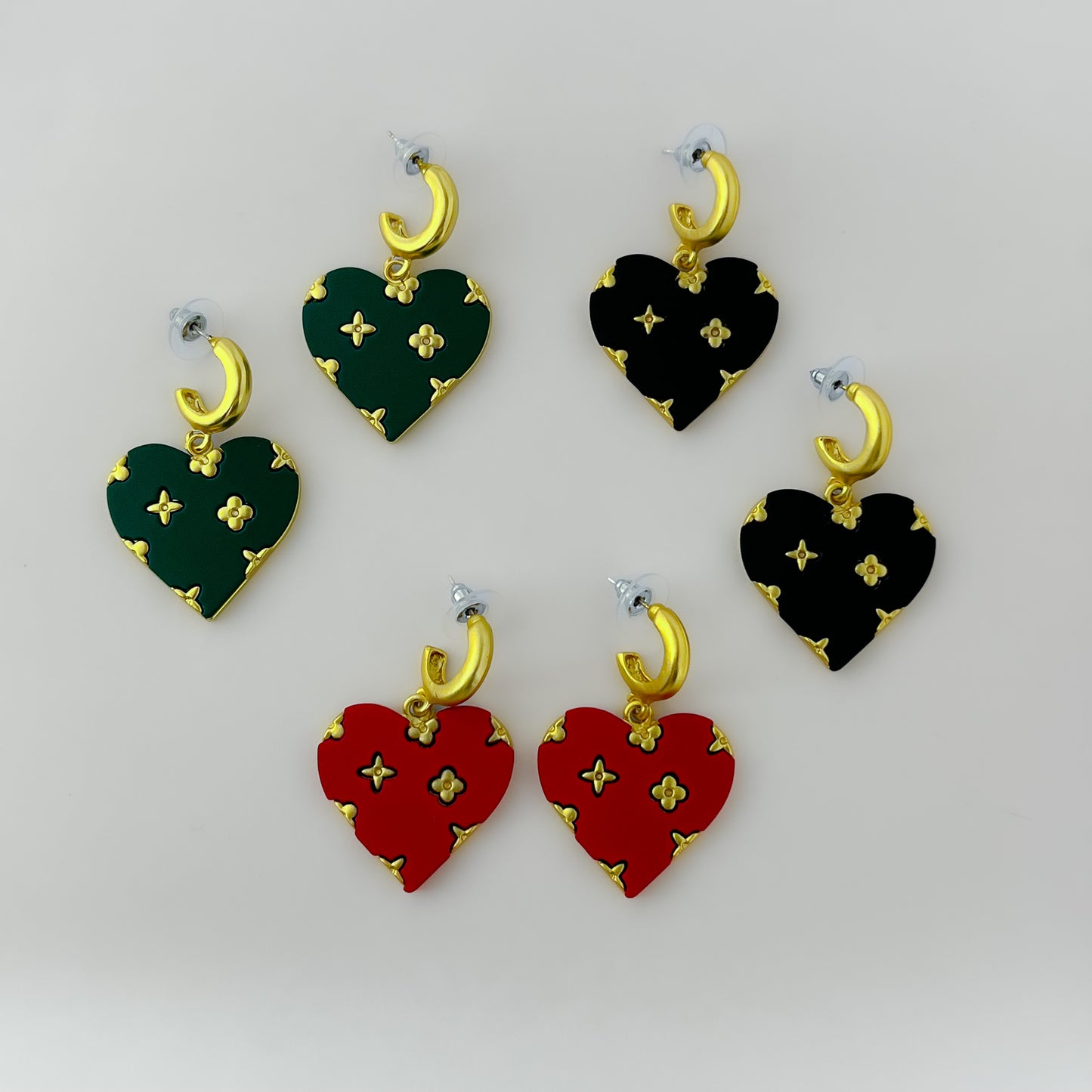 Korean Club Earrings - Green, Black, Red