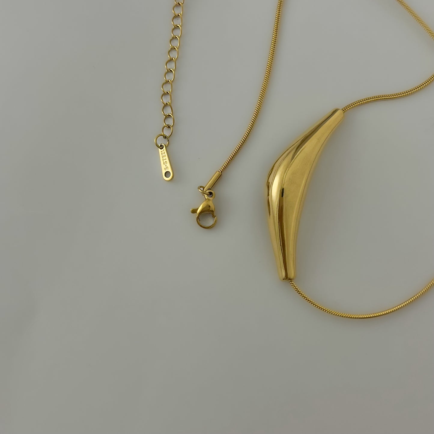 18K Gold Plated Solid Statement Necklace