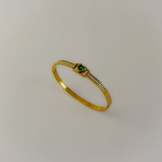 18K Gold Plated Emerald Heart Bracelet