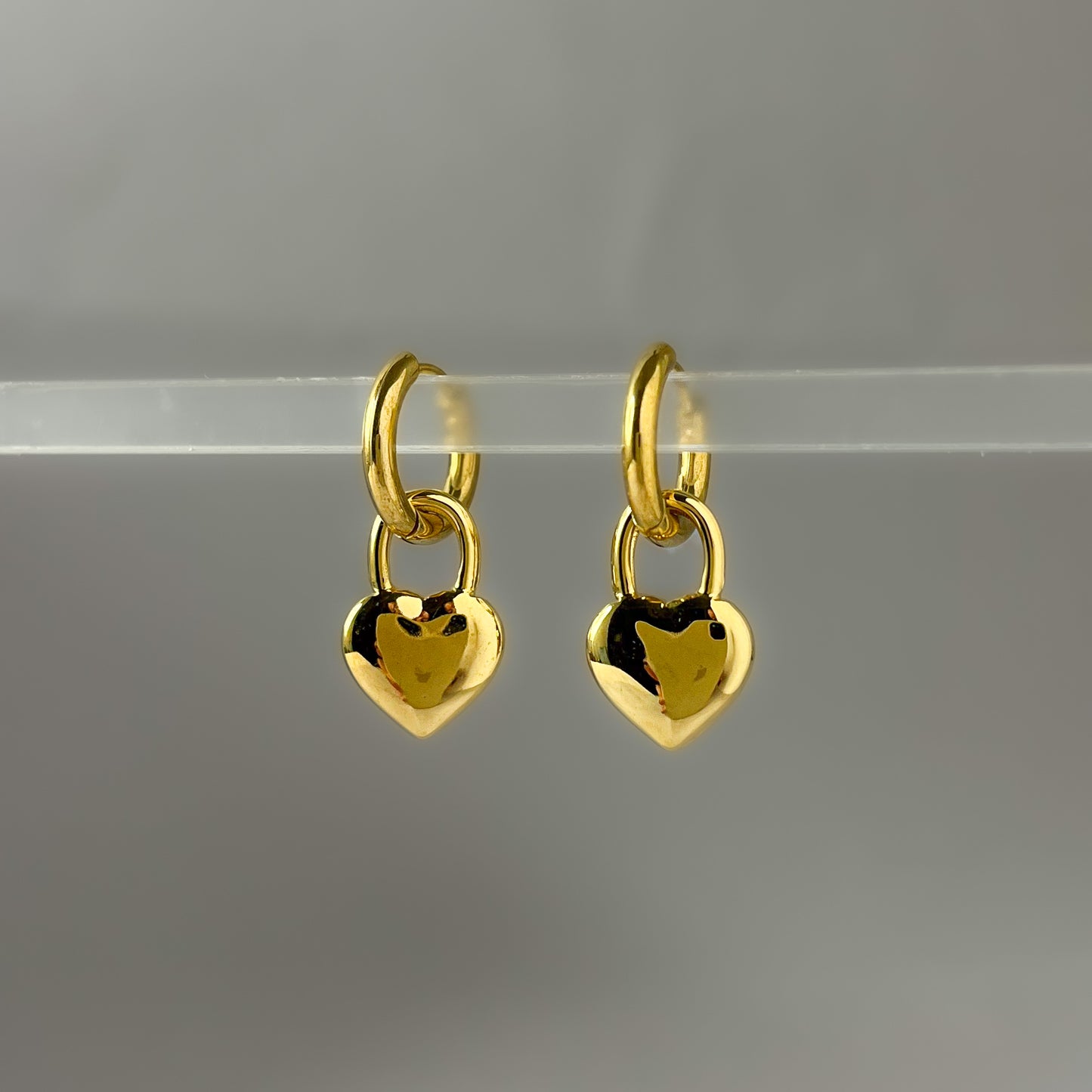 18K Gold Plated 3in1 Lock Heart Earrings