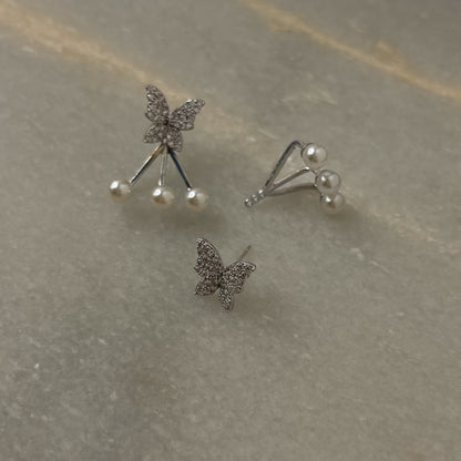 Stainless Steel 2in1 Butterfly Earrings