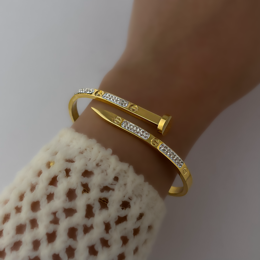 18K Gold Plated AD Stone Nail Bracelet