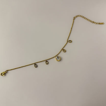 18K Gold Plated Teardrop AD Stone Dainty chain Bracelet