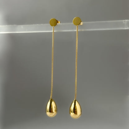 18K Gold Plated Sleek Dew Drop Earrings