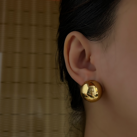 18K Gold Plated Chunky Half Ball Earrings