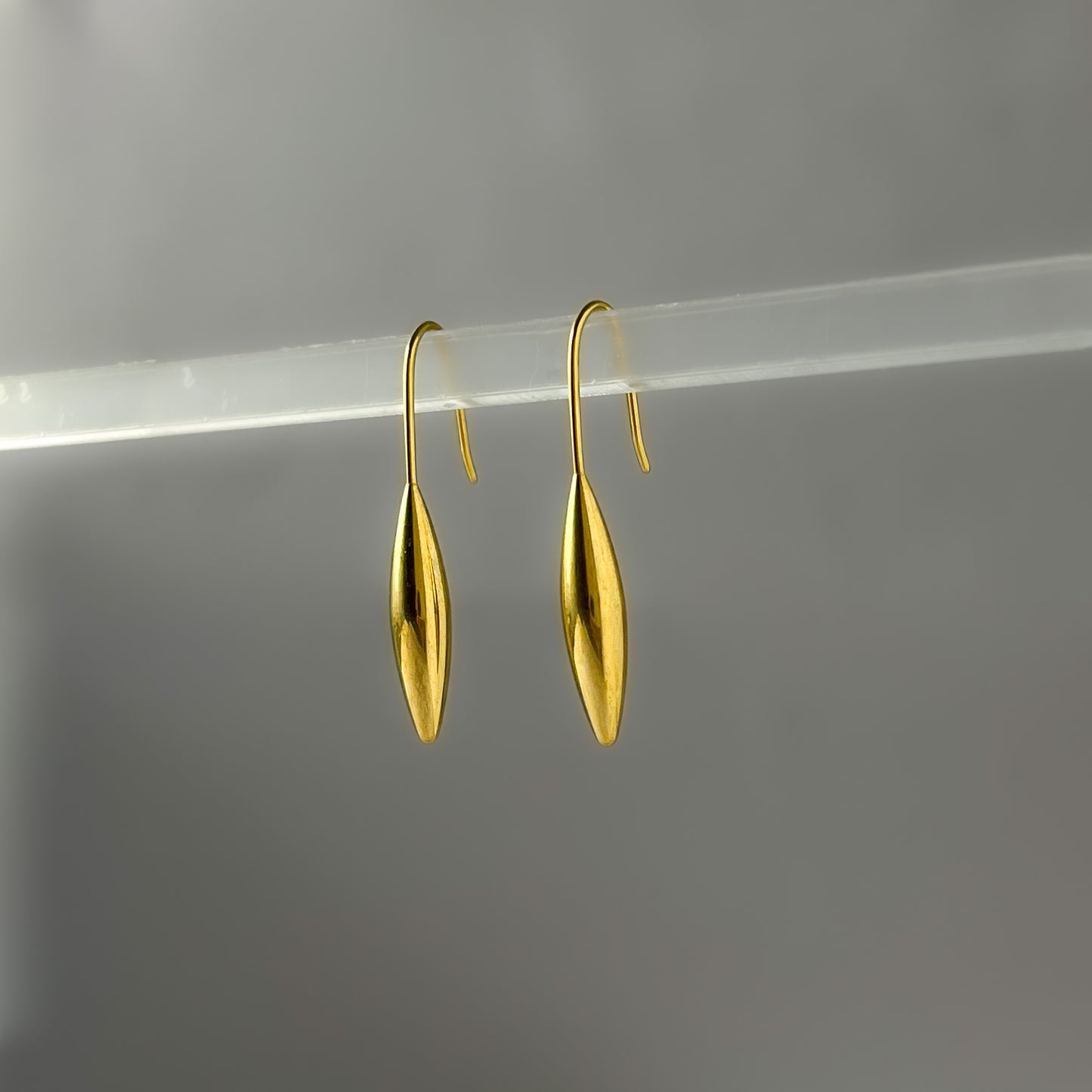 18K Gold Plated Solid Drop Earrings