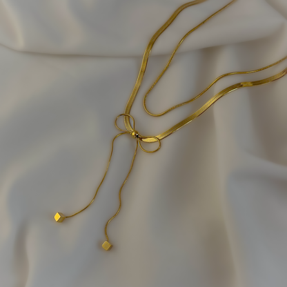 18K Gold Plated Layered Bow Necklace