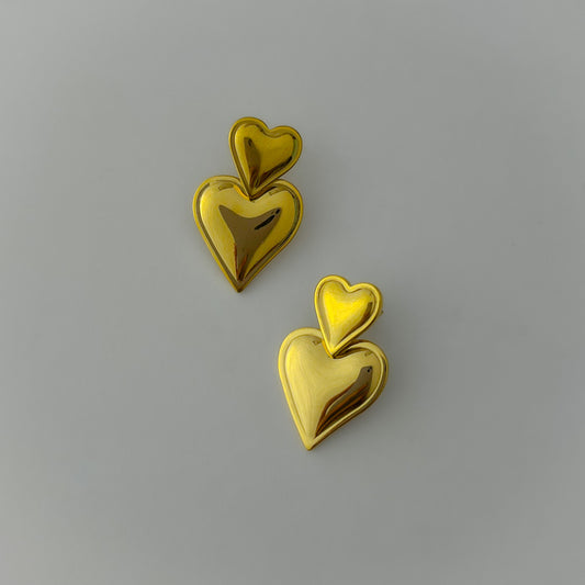 18K Gold Plated Double Heart Earrings