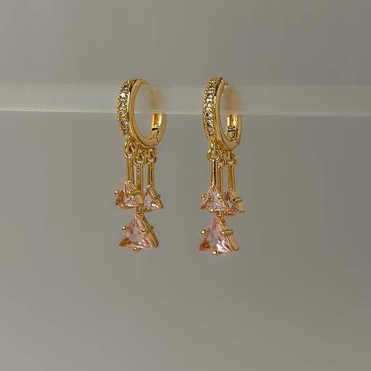 Stainless Steel Pink Crystal Hug Earrings