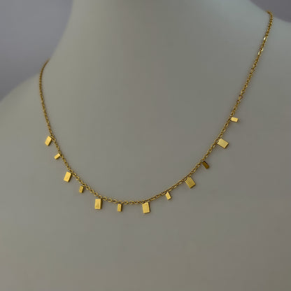 18K Gold Plated Square Charms Necklace