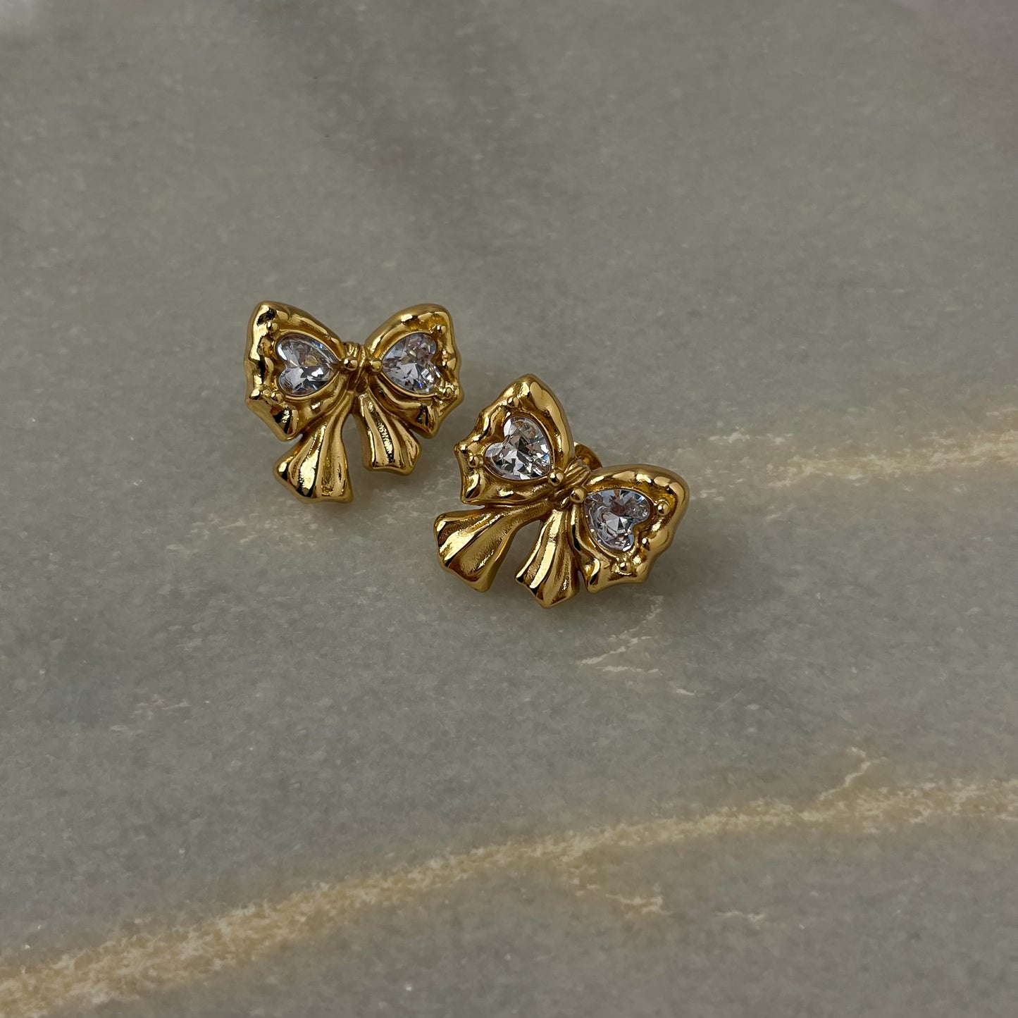 18K Gold Plated Glam Statement Bow Earrings