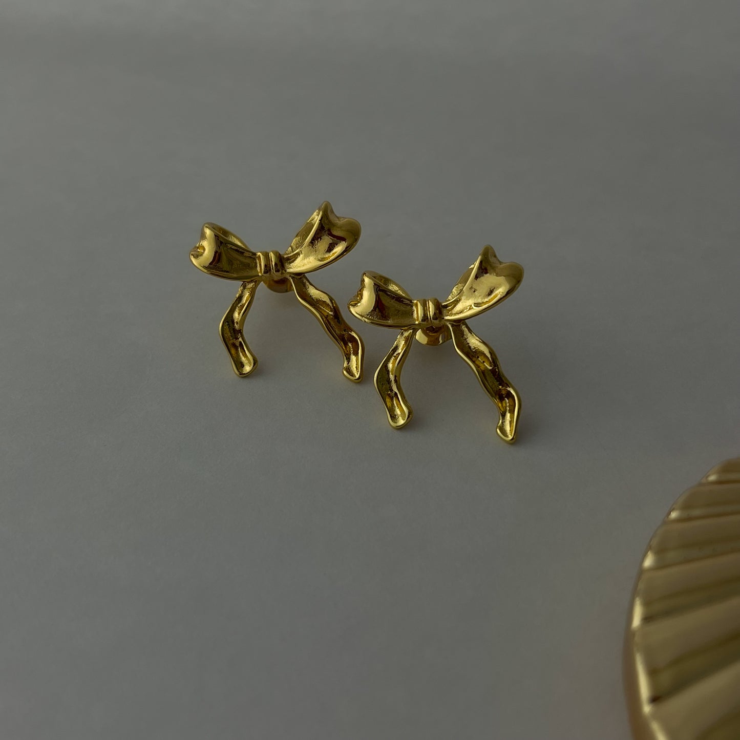 18K Gold Plated Cute Ribbon Bow Earrings