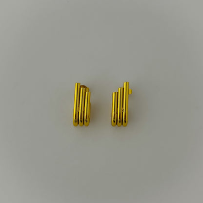 18K Gold Plated Triple Rail Earrings