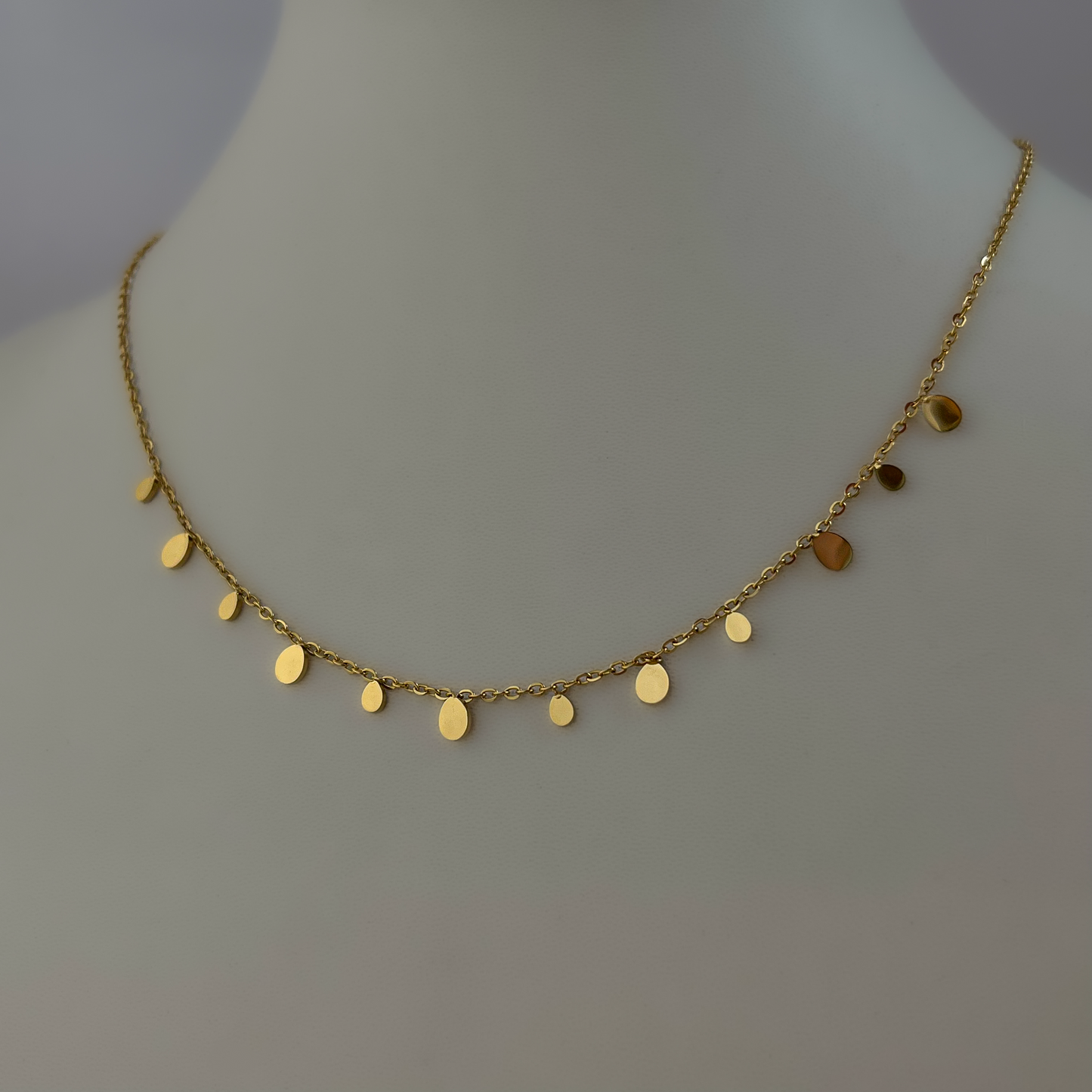 18K Gold Plated Oval Charms Necklace