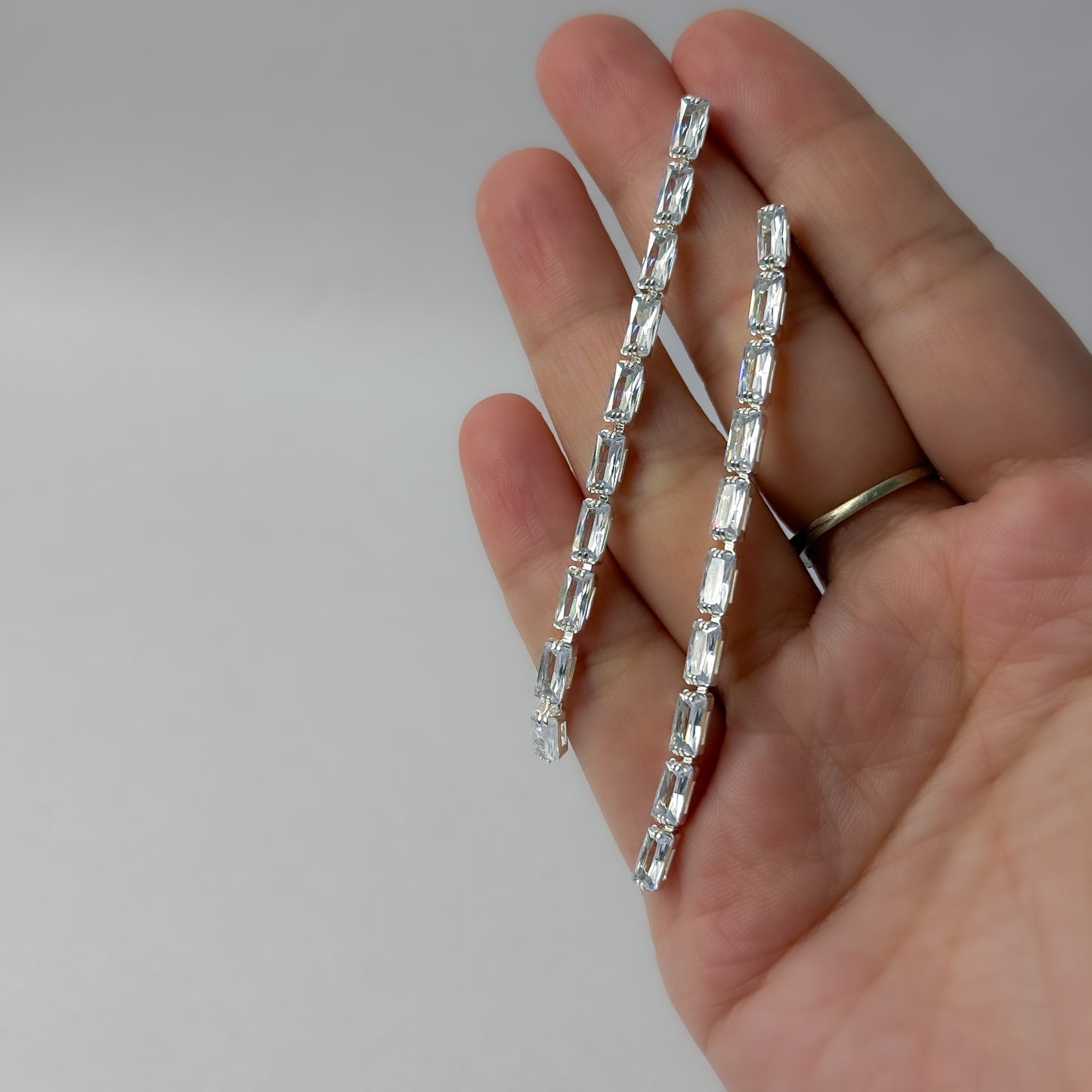 Thin Long Rhinestones Drop Earrings