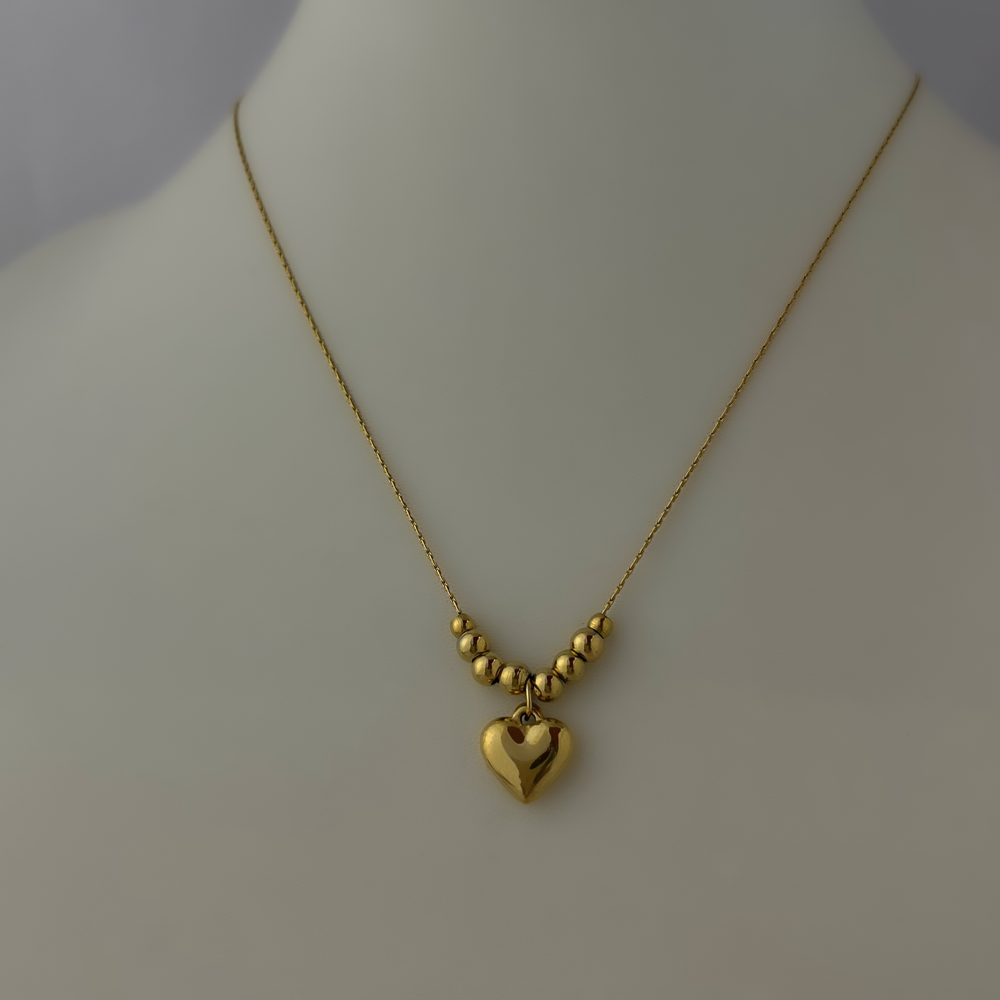 18K Gold Plated Beaded Heart Necklace