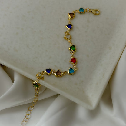 Multi Color Heart Dainty Bracelets