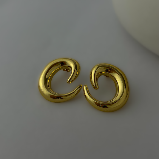 18K Gold Plated Coil Statement Earrings