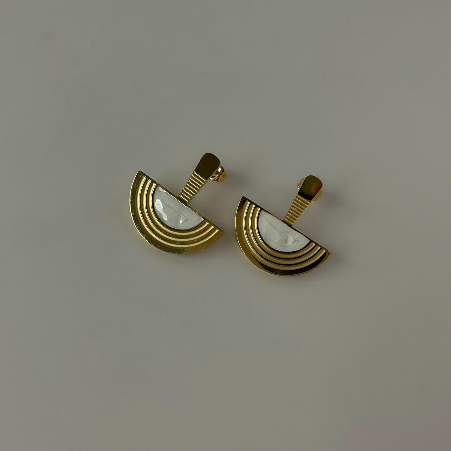 18K Gold Plated MOP Half Moon Earrings