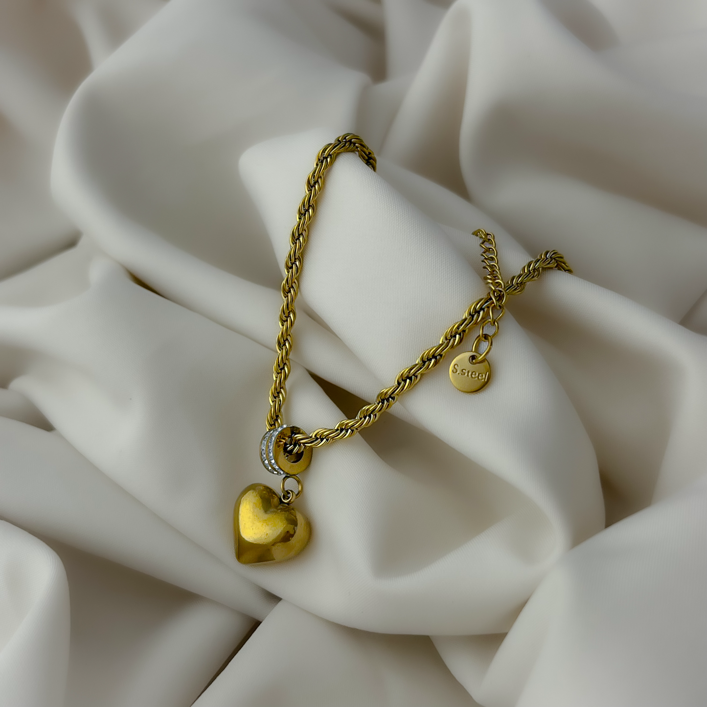 18K Gold Plated AD Stone Heart Bracelets