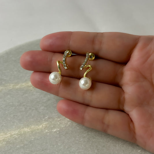 Korean Twist Pearl Drop Earrings