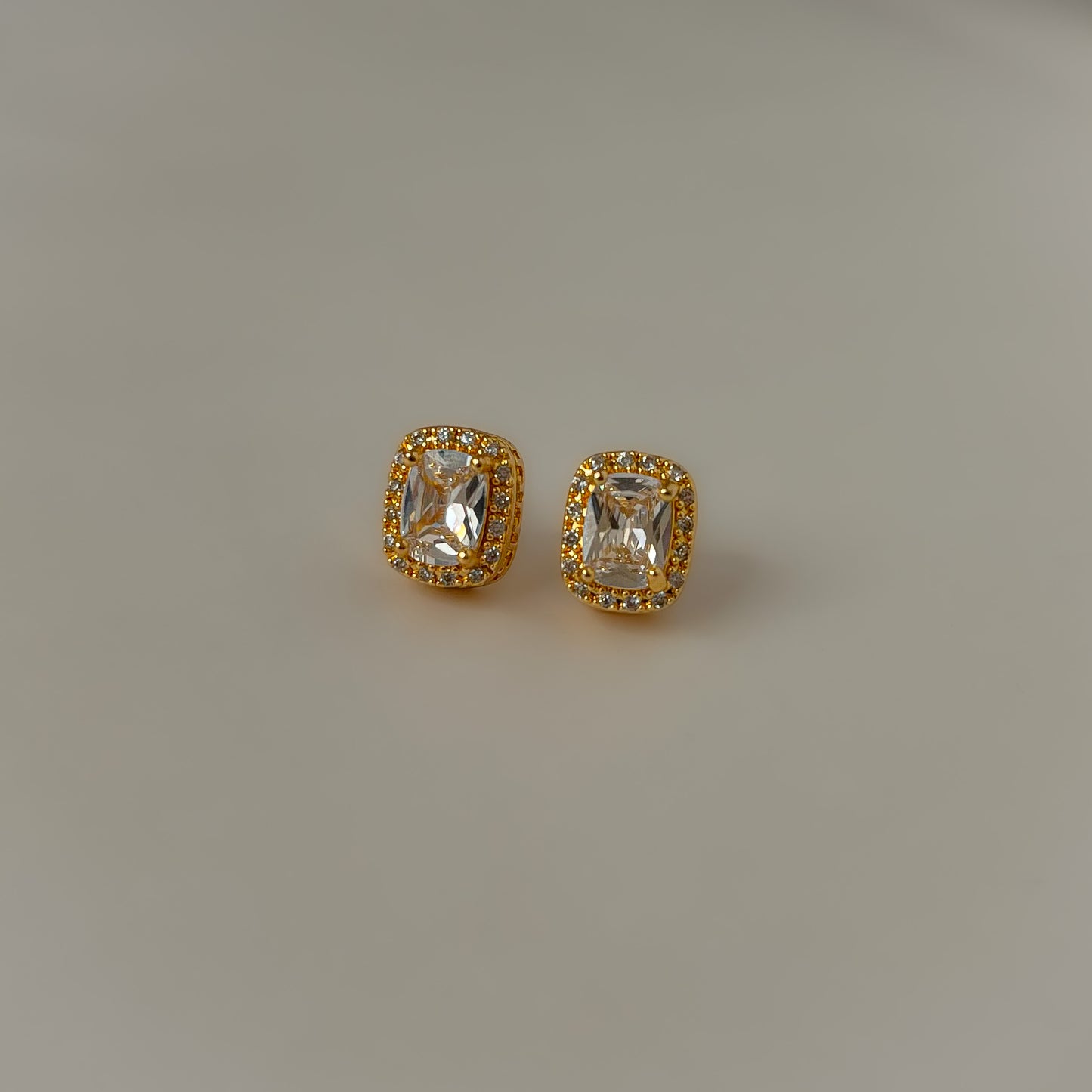 18K Gold Plated AD Stone Stud Earrings