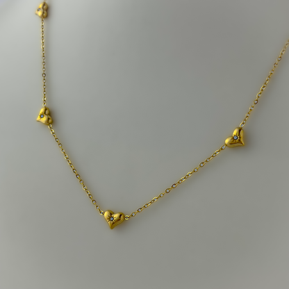 18K Gold Plated Dainty Heart with AD stone Necklaces.