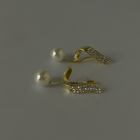 2in1 Twist Pearl Drop Korean Earrings