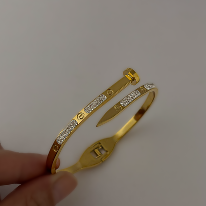 18K Gold Plated AD Stone Nail Bracelet