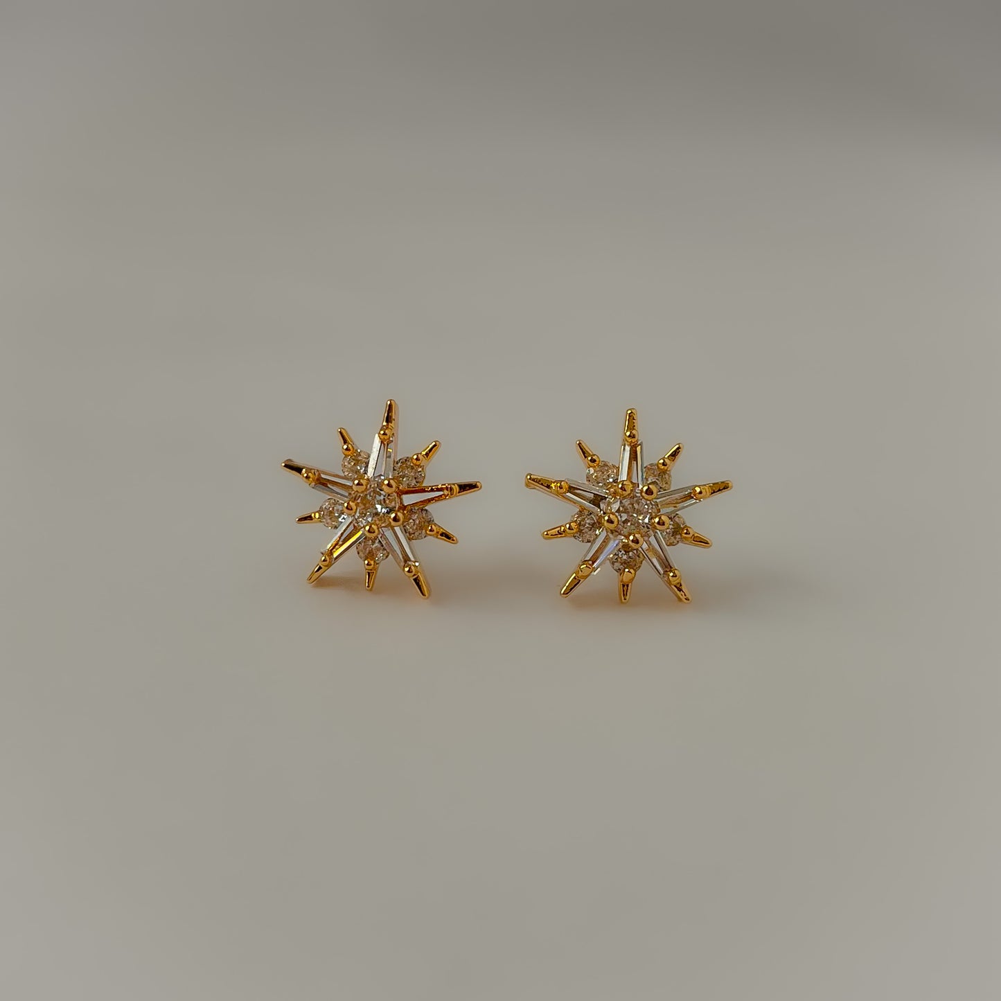 18K Gold Plated Starburst Stud Earrings