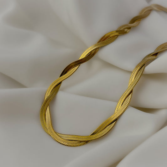 18K Gold Plated Dual Twist Snake Necklace