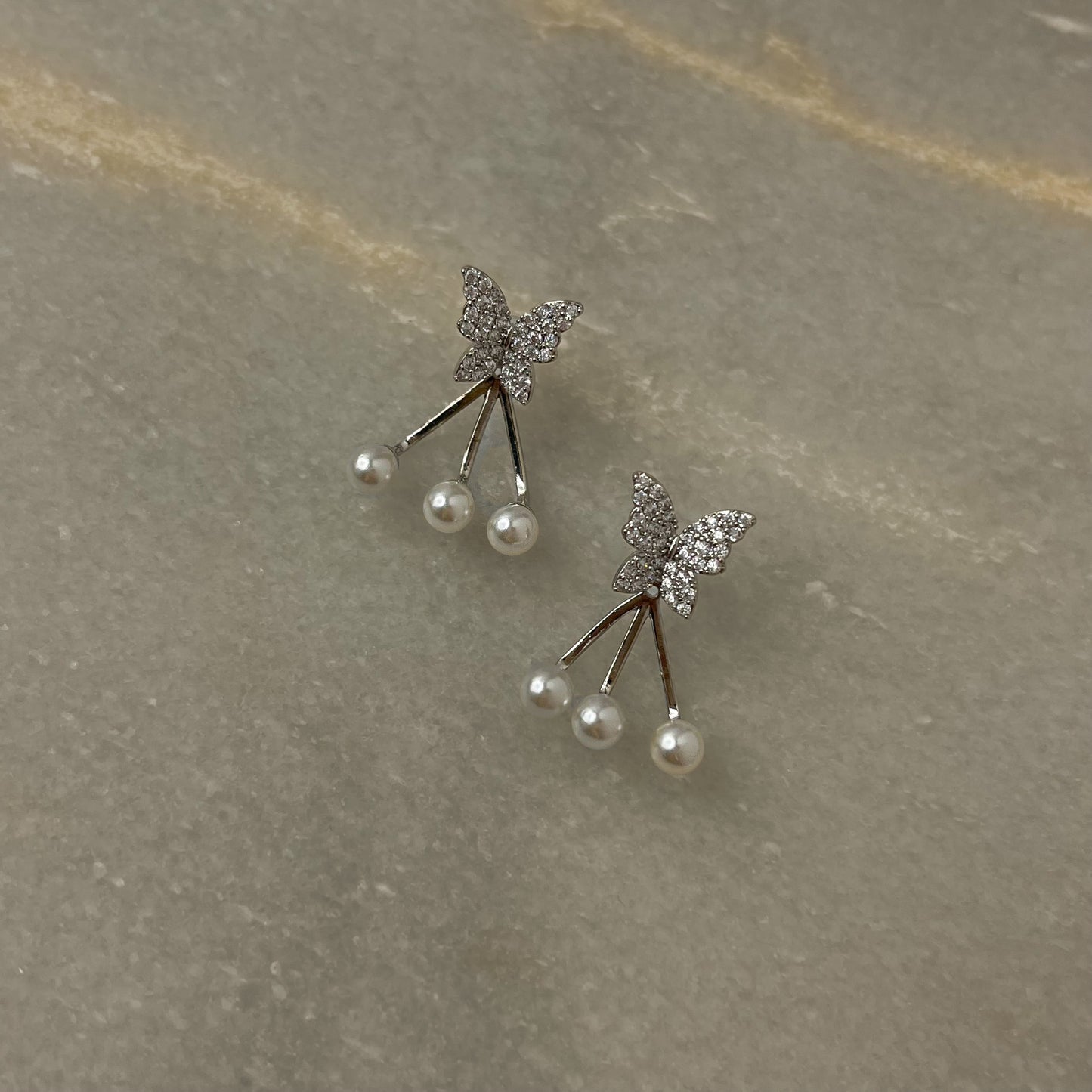 Stainless Steel 2in1 Butterfly Earrings