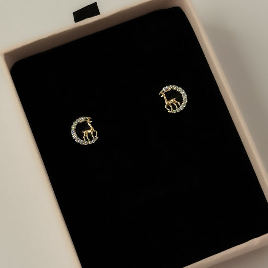 18K Gold Plated Moonlight Elk Earrings