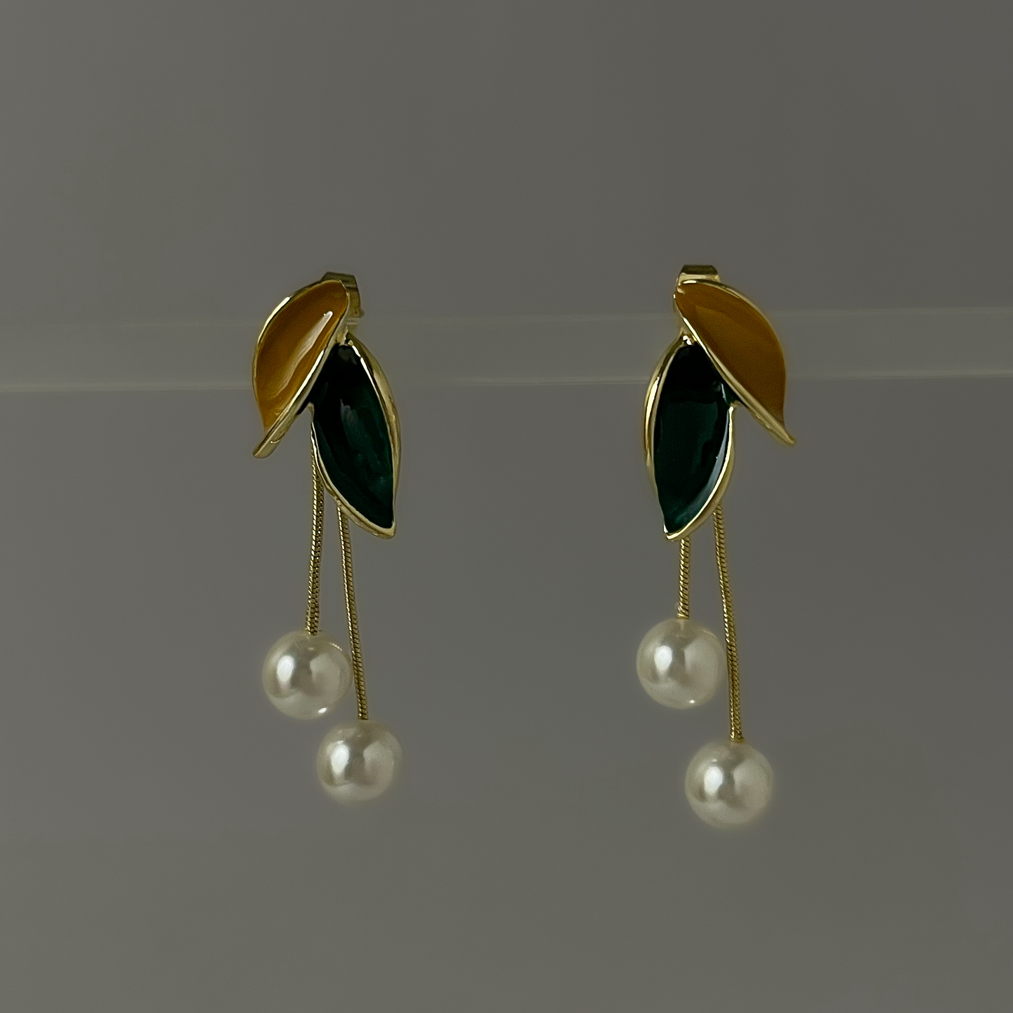 2in1 Petals Pearl Drop Korean Earrings