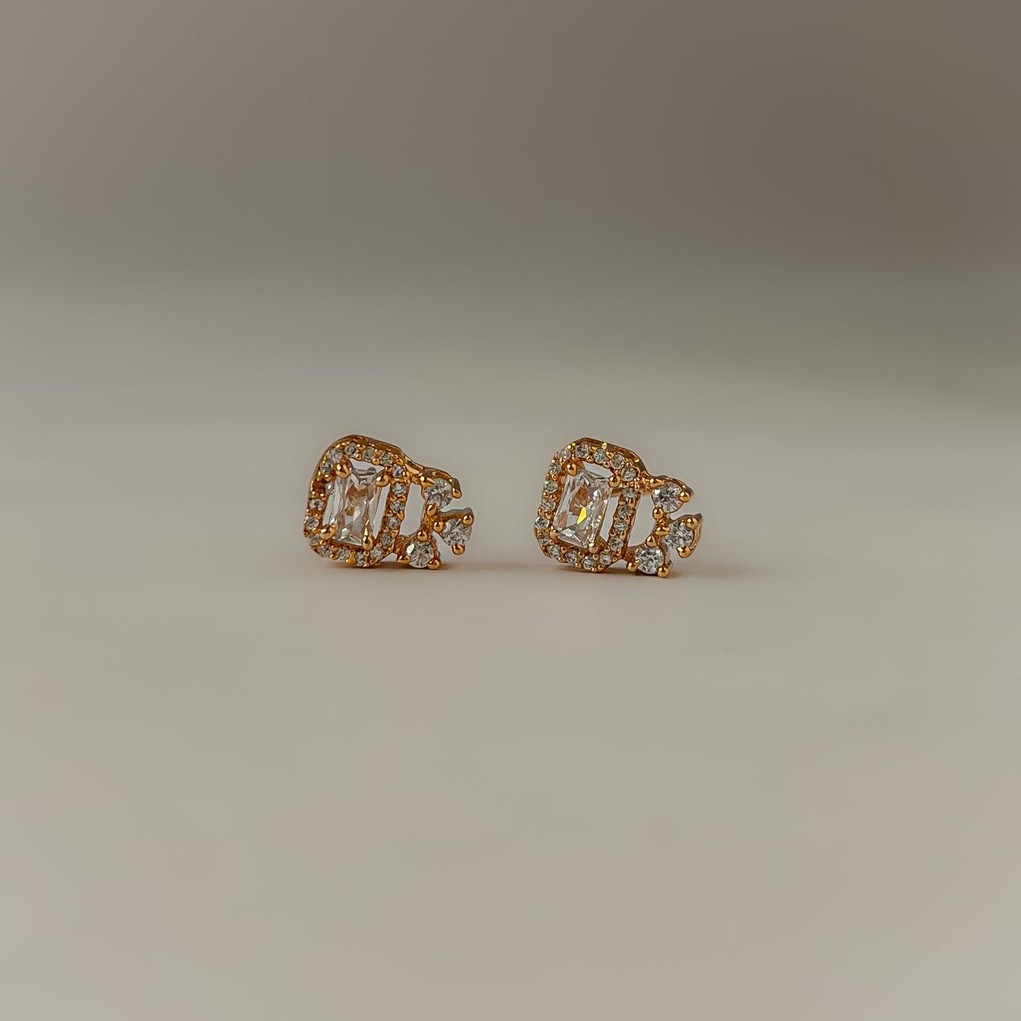 18K Gold Plated AD Stone Stud Earrings