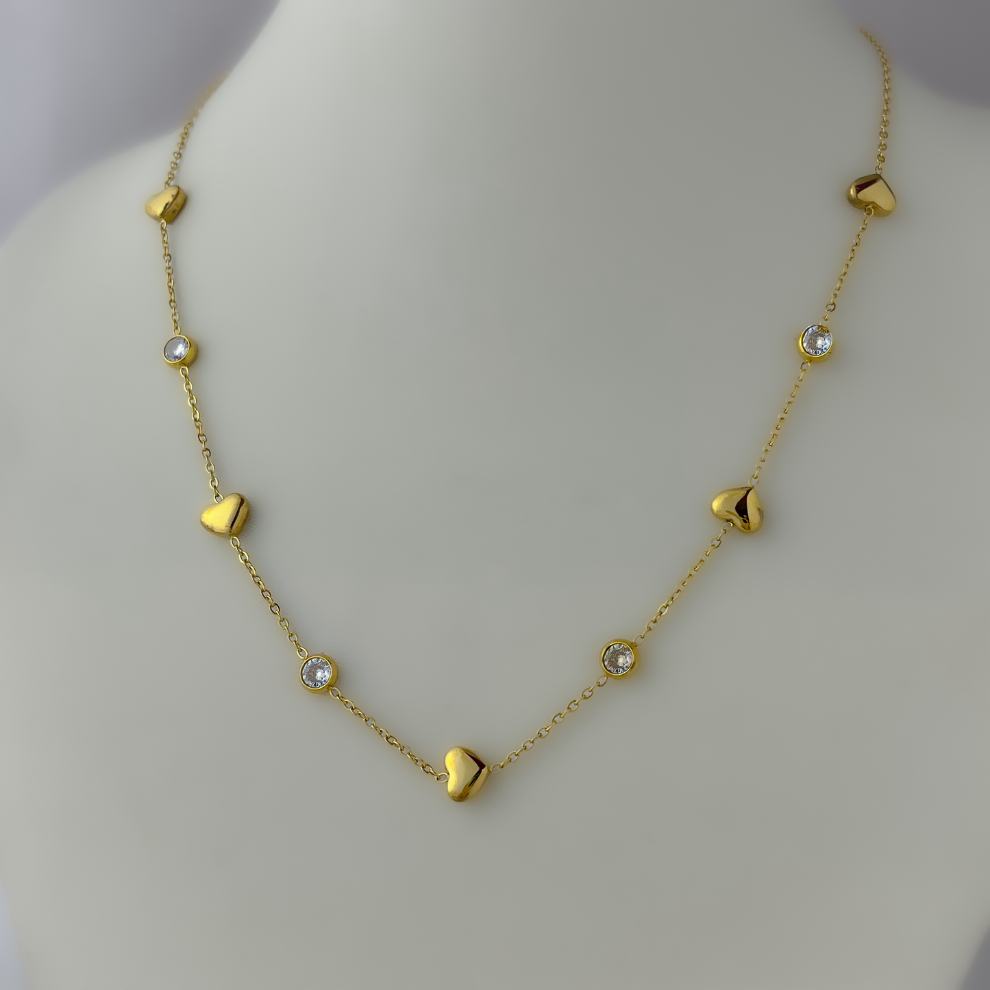 18K Gold Plated Heart AD stone Dainty Necklaces